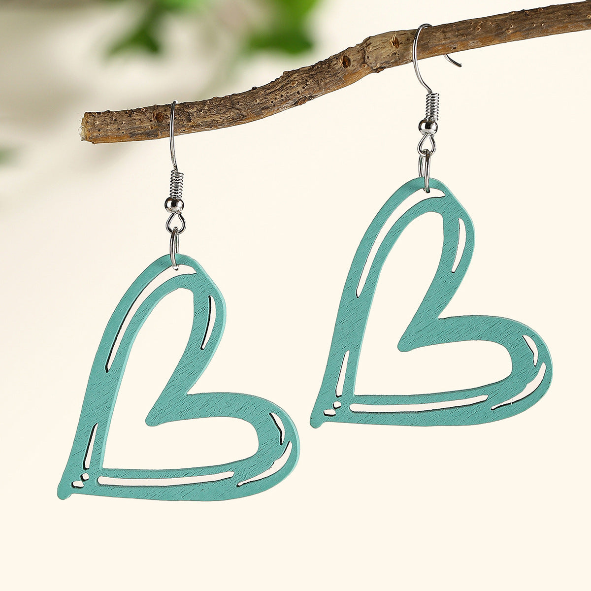 Wholesale Colorful Love Valentine' s Day Wood Earrings