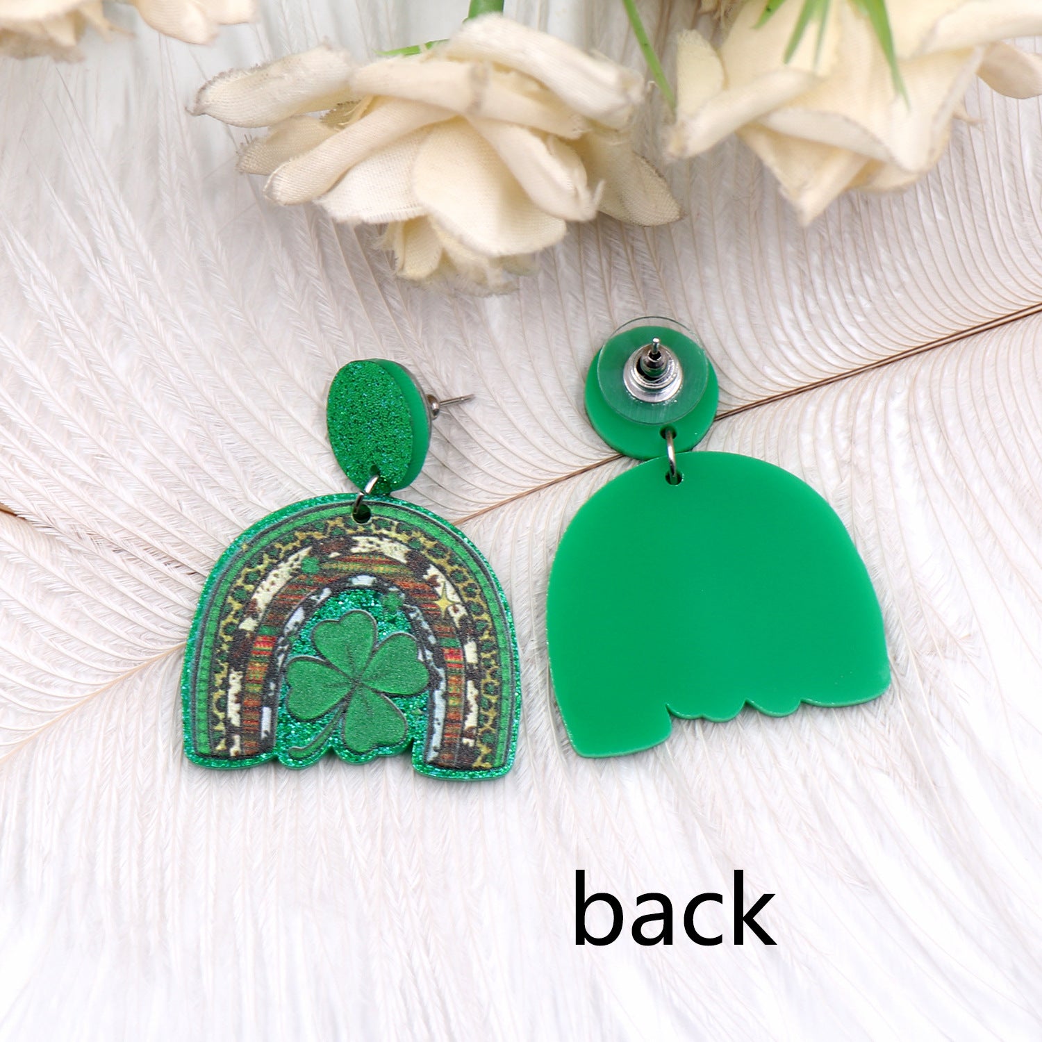 Wholesale Patrick's Day Lucky Clover Acrylic Earrings
