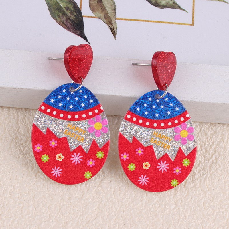Wholesale Easter cartoon Easter egg rabbit acrylic earrings