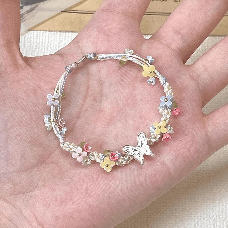 Wholesale Butterfly bracelet flower bracelet braided small fresh hand jewelry