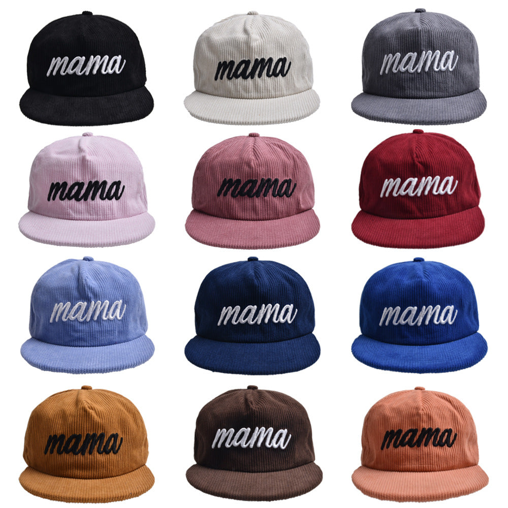 Wholesale Flat Brim Corduroy MAMA Baseball Cap