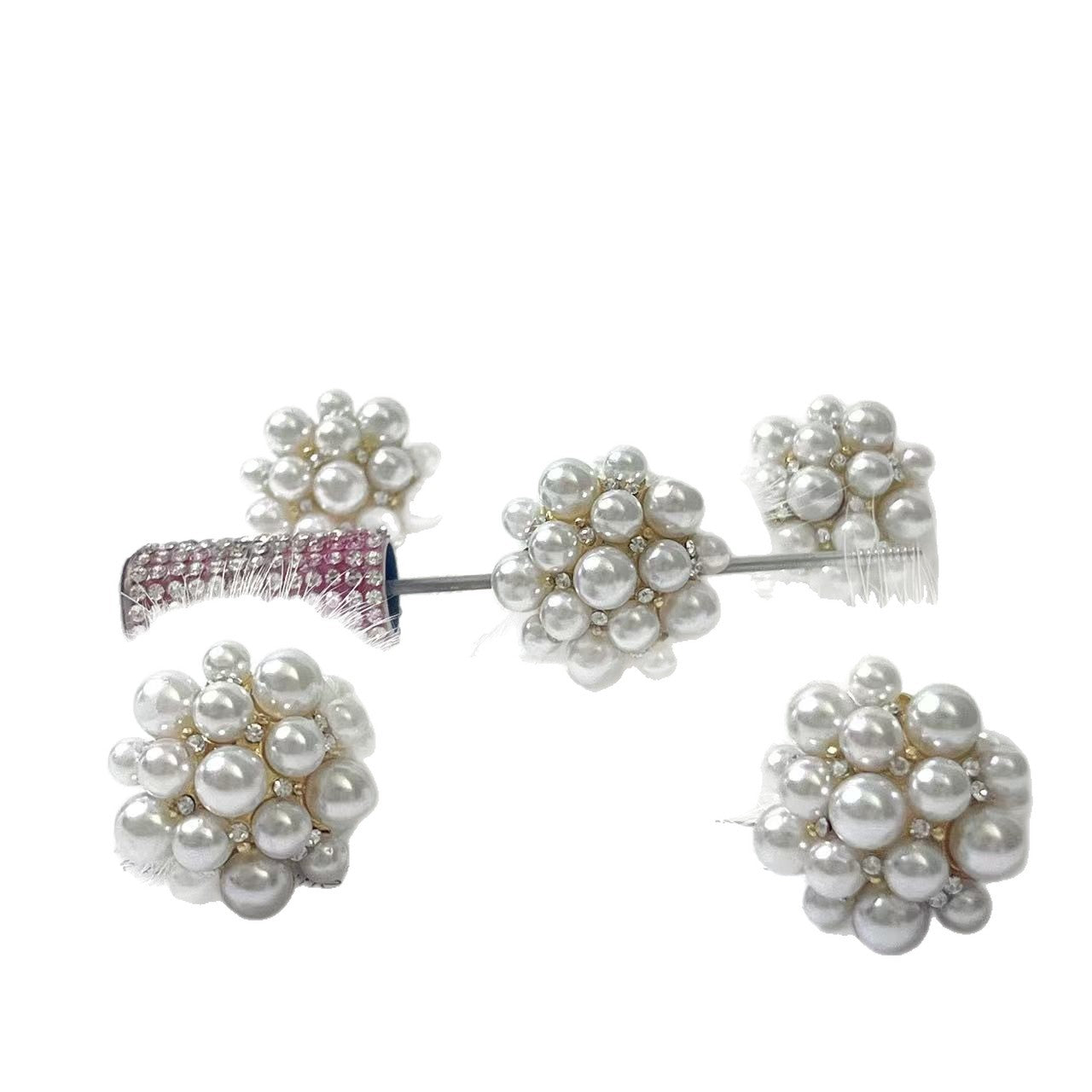 Wholesale 10pcs Clay pearl rhinestone flower plate Crystal Beads