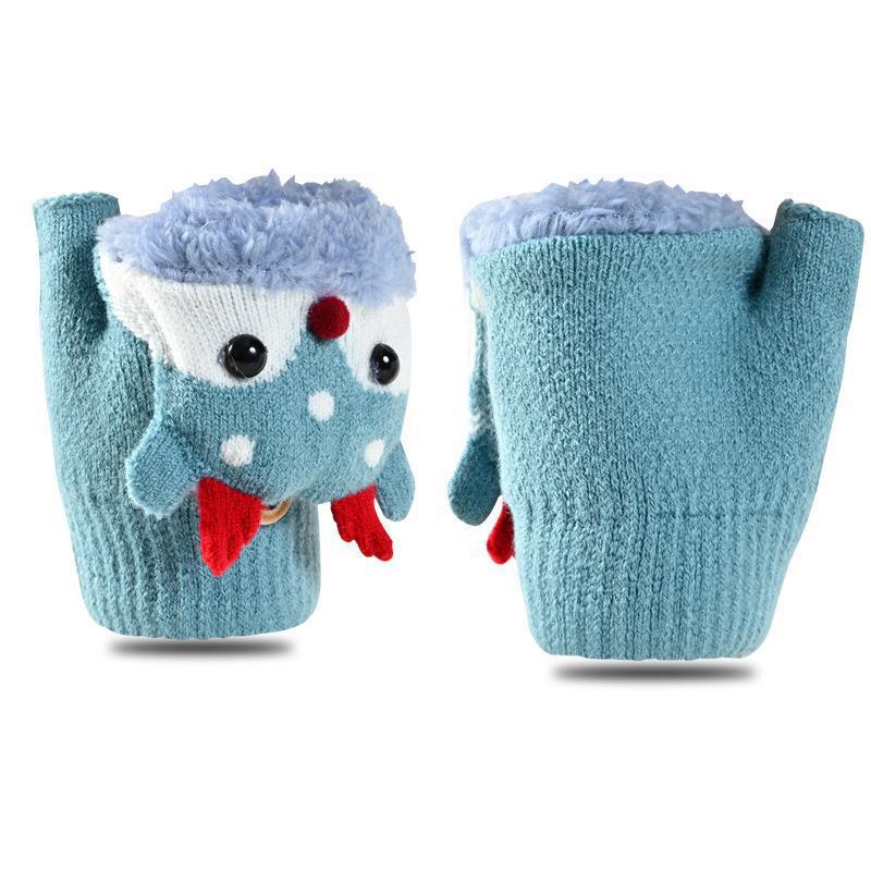 Wholesale Children's Flip Half Finger Cartoon Knitted Gloves