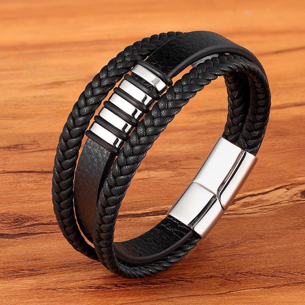 Wholesale Retro Woven Men's Artificial Leather Bracelet