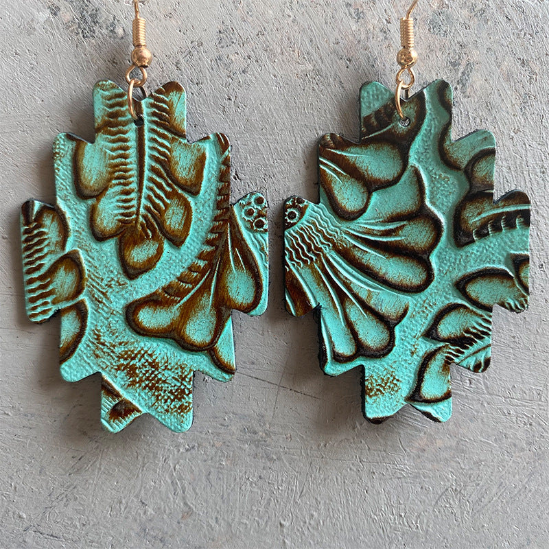 Wholesale 2 pairs/pack Western Style Aztec Leather Earrings