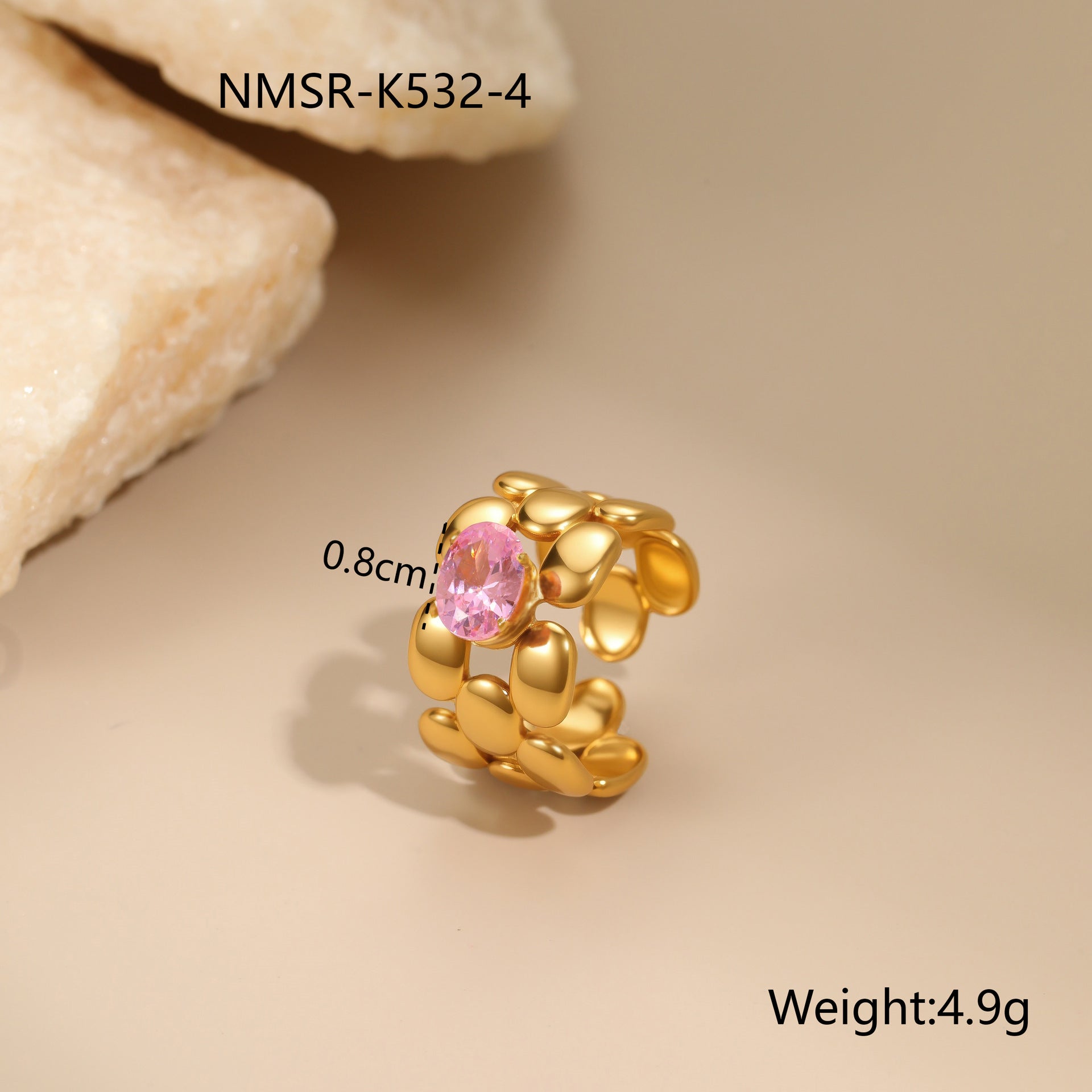 Wholesale Pink zircon Stainless Steel Rings
