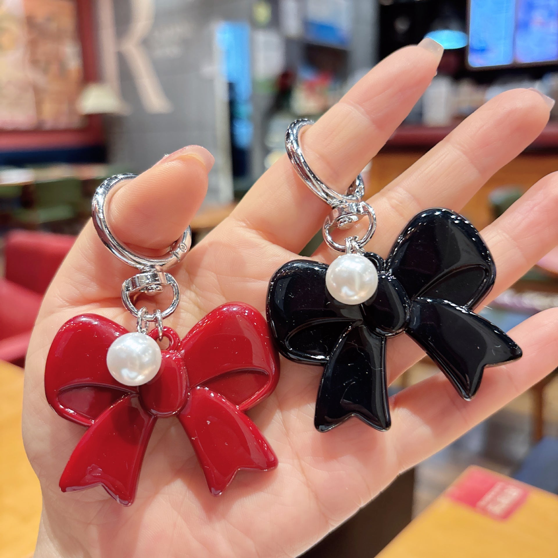 Wholesale Sweet Pink Butterfly Bow Acrylic Keychain Phone Charm Fashion Accessory Boutique Resale Gift