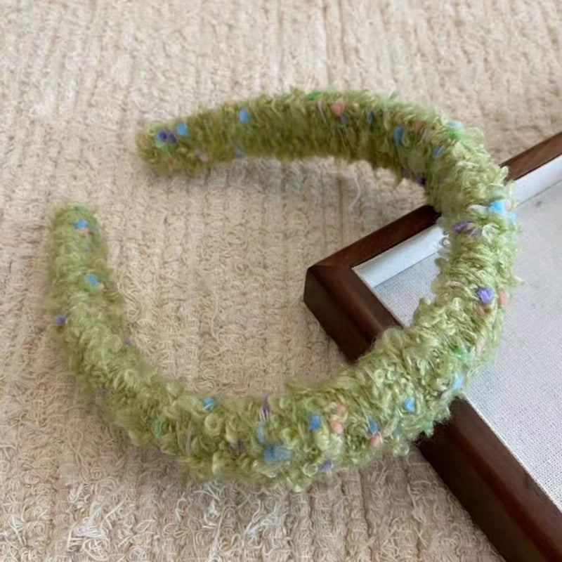 Wholesale Autumn and Winter Cream Color Dot Plush Headband