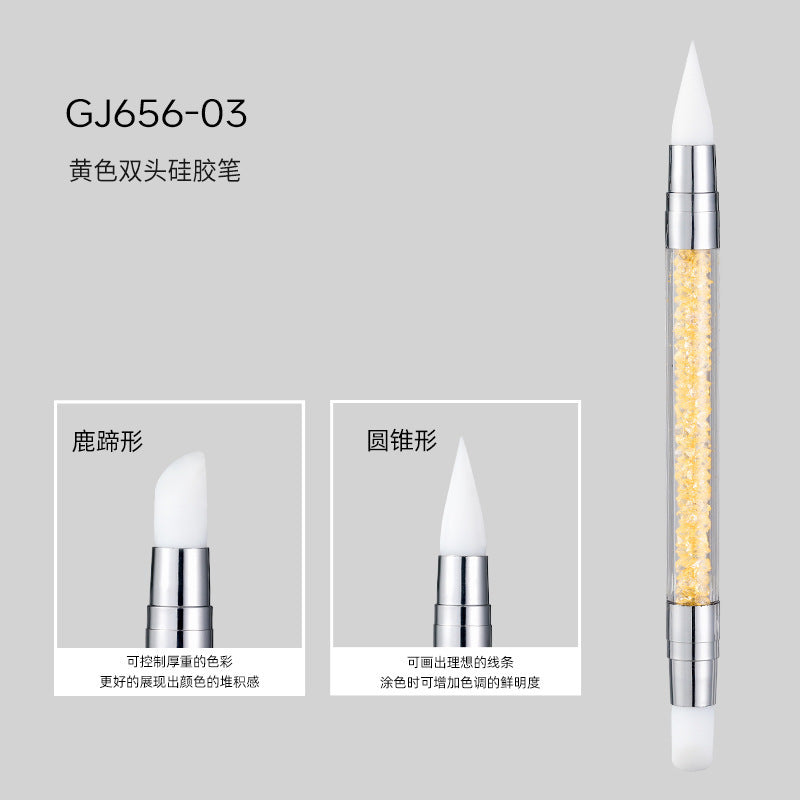 Wholesale Double-headed manicure silicone pen sticker pressing stick multi-function magic mirror powder smear carving glue adjustment manicure tool