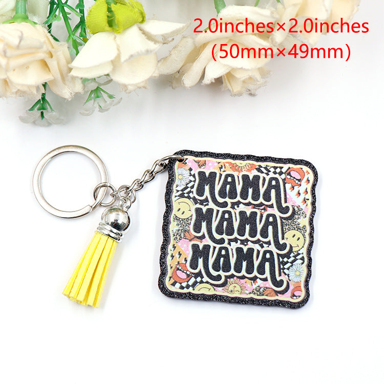 Wholesale Mama Mother's Day Acrylic Cow Love Keychain