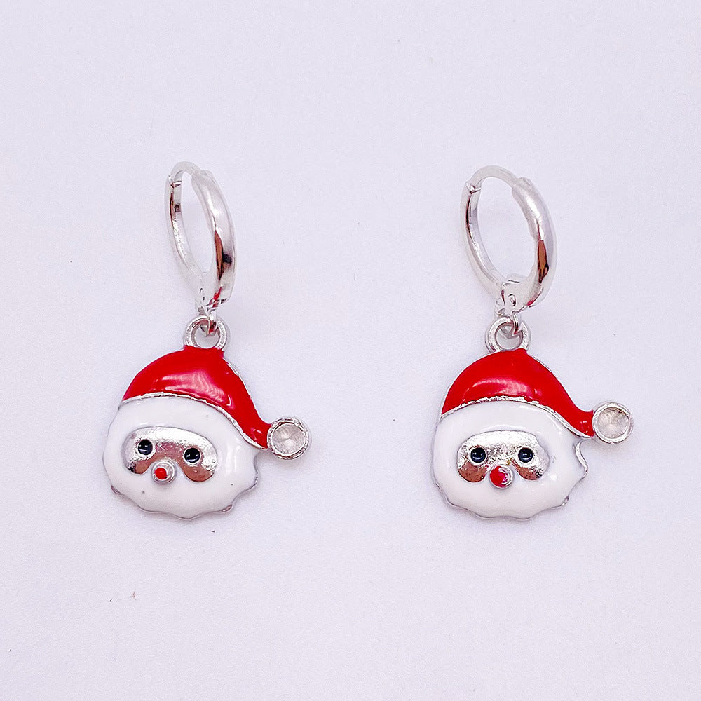 Wholesale Christmas Snowman Pendant Alloy Earrings