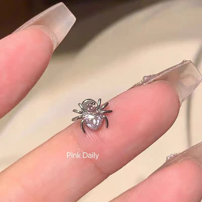 Wholesale Pink zircon cross ear bone studs titanium steel butterfly earrings