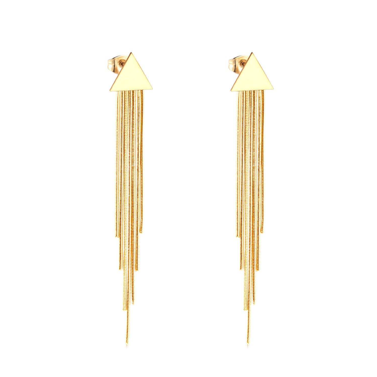 Wholesale Long Stainless Steel Chain Niche Retro Geometric Tassel Earrings