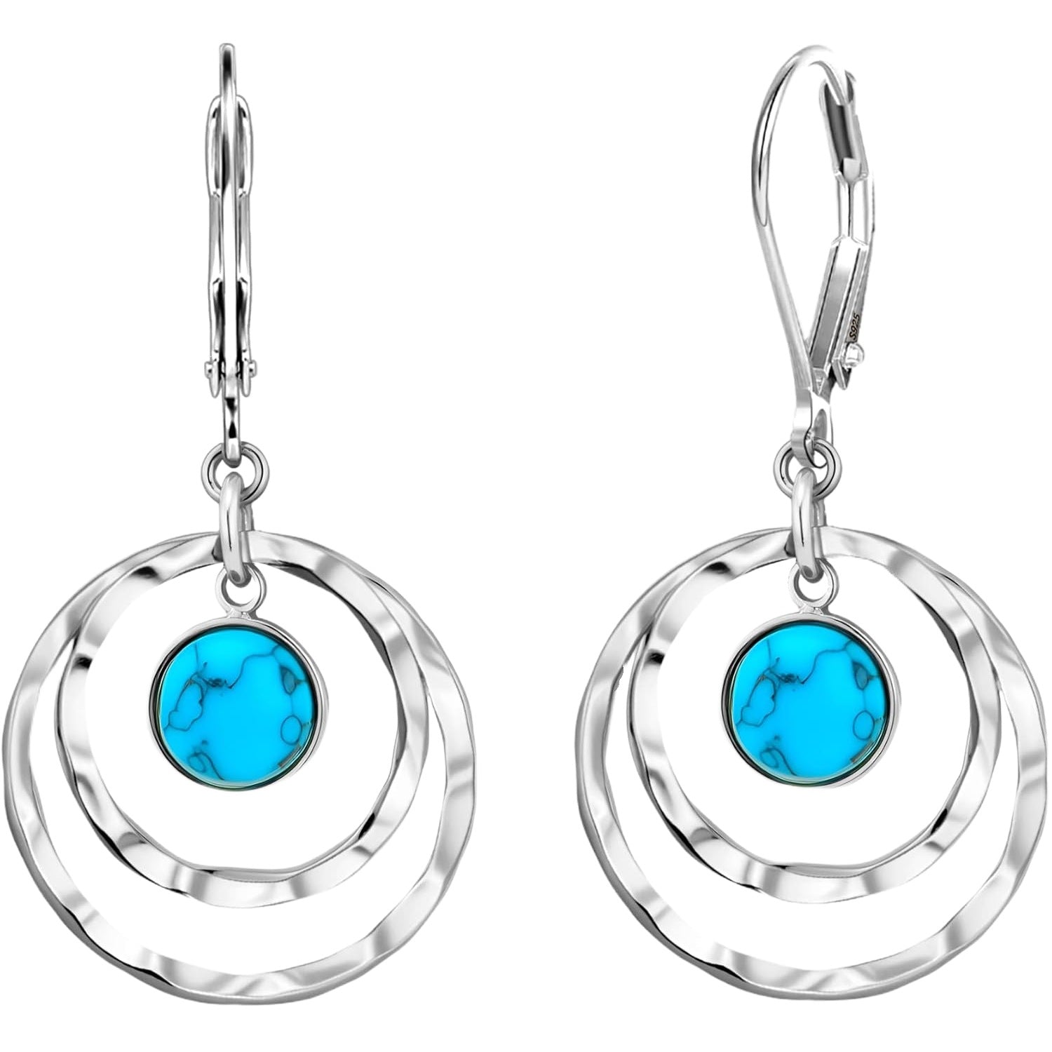 Wholesale Fashion Turquoise Circle Three-Dimensional Hoop Earrings
