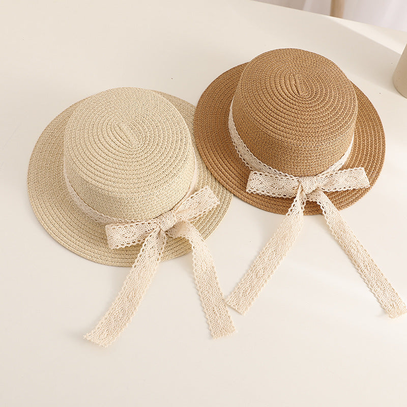 Wholesale Baby Princess Beach Lace Bow Folding Sun Protection Seaside Travel Sun Hat