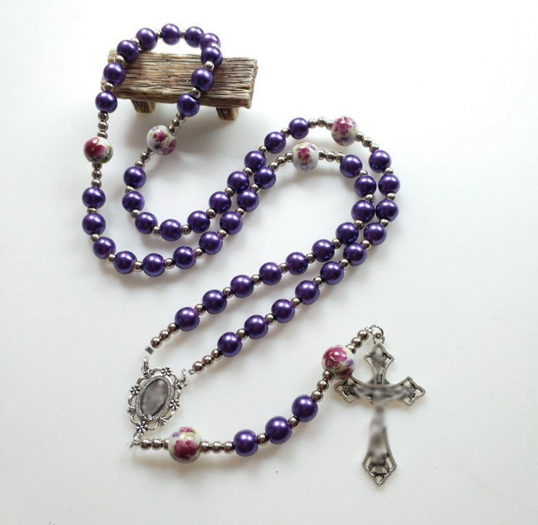 Wholesale Ceramic Rose Glass Pearl Pendant Men's and Women's Versatile Sweater Chain