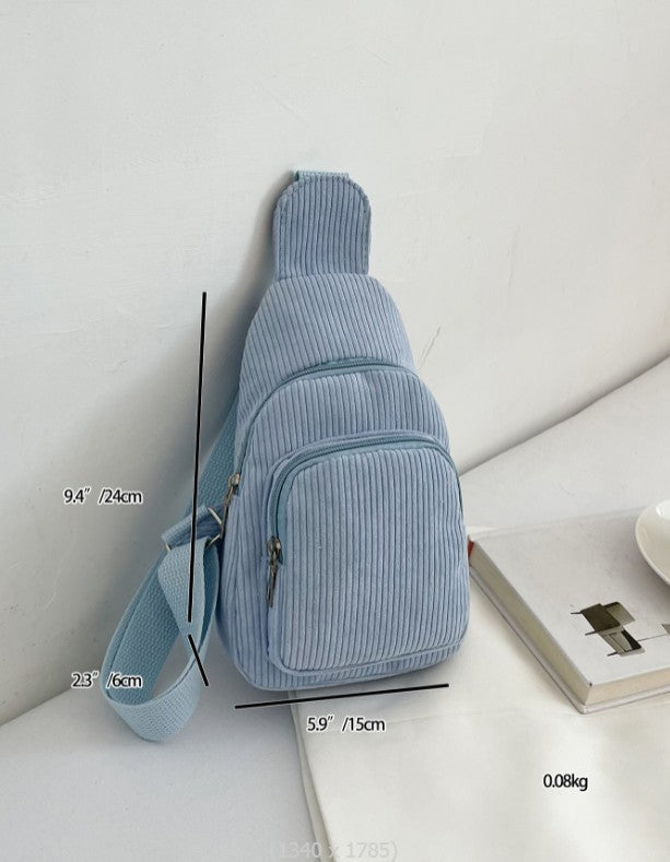 Wholesale Solid Color Chest Bag, Velvet Canvas Bag, Single Shoulder Crossbody Bag