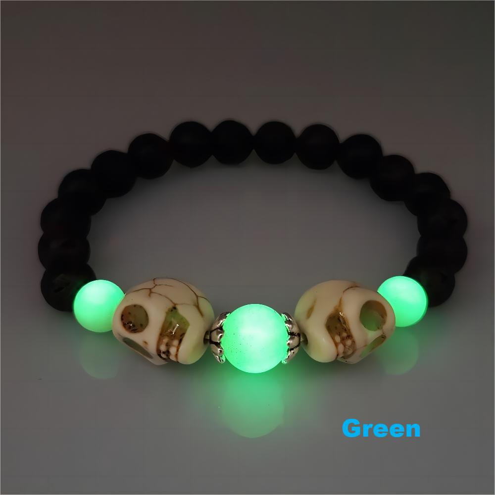 Wholesale  White Turquoise Skull   Ghost Head Volcanic Stone  Luminous Bracelet