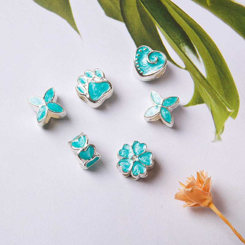 Aceite al por mayor Drip Heart Butterfly Big Hole Beads brillantes de coloridos