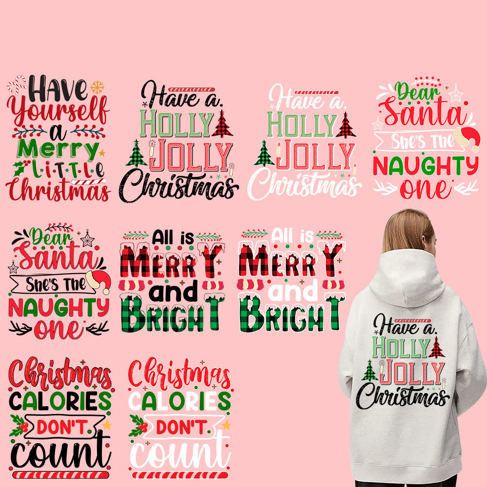 Wholesale  10pcs/pack Christmas pattern T-shirt heat transfer UV DTF ready-to-use transfer stickers