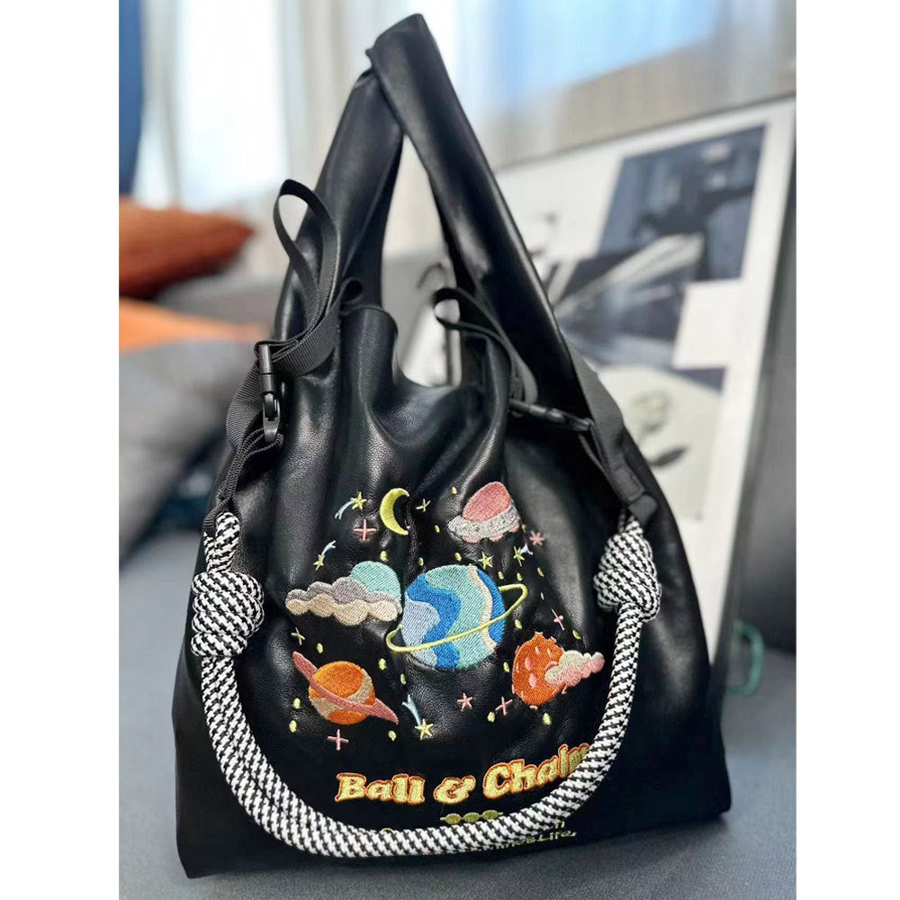 Wholesale Winter Leather Embroidered Shopping Bag Shoulder Bag