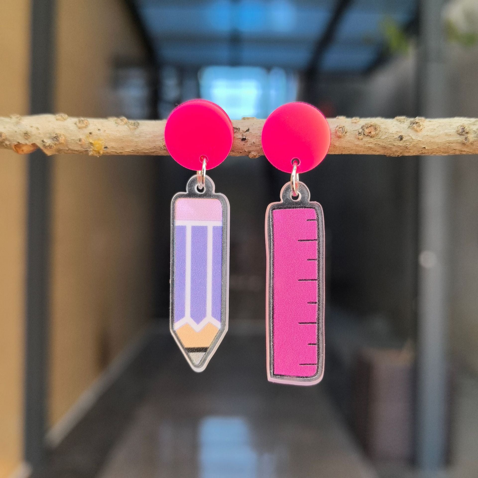 Wholesale Graduation Season Teachers' Day Acrylic Earrings Color Pencil Ruler Earrings