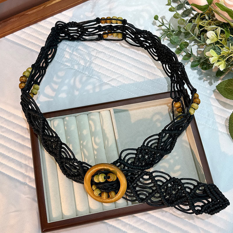 Wholesale Women's Versatile Dress Accessories Waist Rope Bohemian Braided Hemp Rope Waist Chain Thin Belt