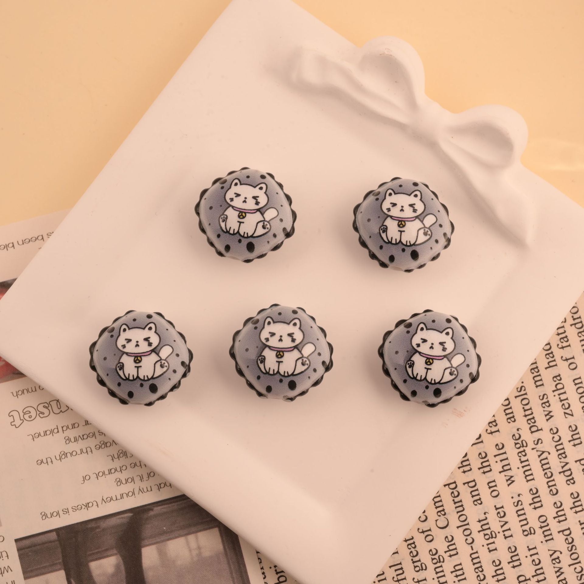 Wholesale 10pcs Acrylic Cartoon Heart Butterfly Beaded Black DIY Beadable Accessories OLY Exclusive
