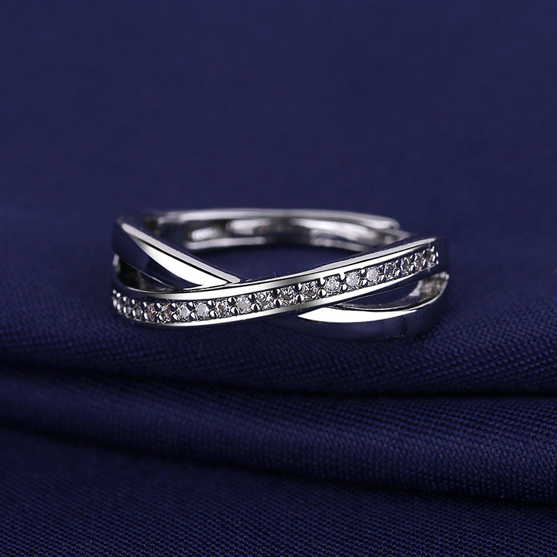 Wholesale Platinum Cross Row Diamond Copper Rings