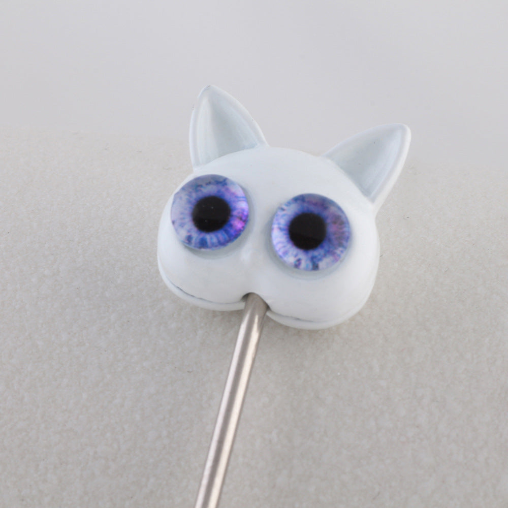 Wholesale 10pcs cartoon cute big eyed cat alloy spray painted beads