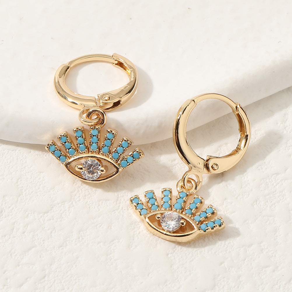 Wholesale Copper Plated Real Gold Devil Eyes Earrings