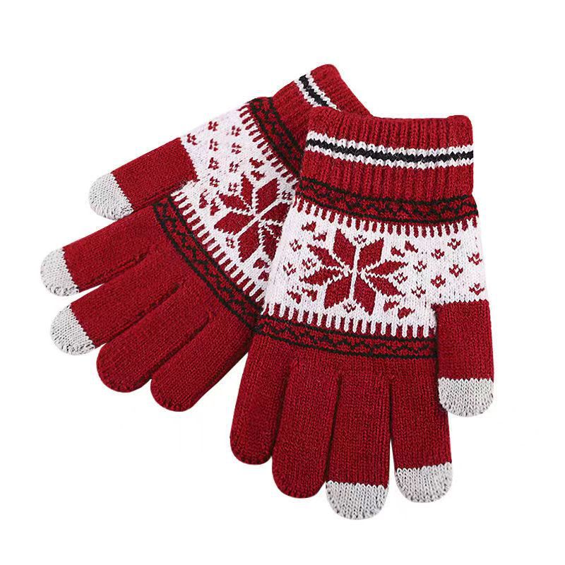 Wholesale of Autumn and Winter Woolen Thickened Jacquard Knitted Gloves