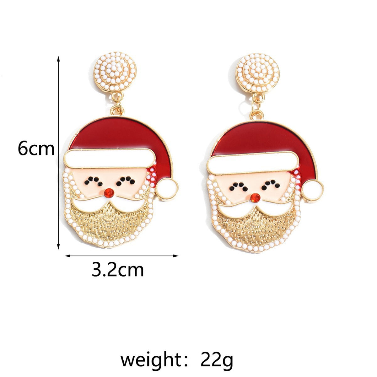 Wholesale Christmas Cartoon Santa Claus Alloy Drop Oil Pearl Earrings