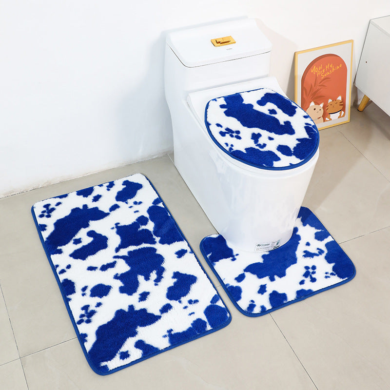 Wholesale Polyester Cow Pattern Toilet Toilet Three-piece Combination Toilet Non-slip Mat