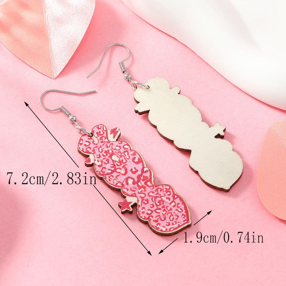 Wholesale Valentine's Day Pink Love Letter Wooden Earrings