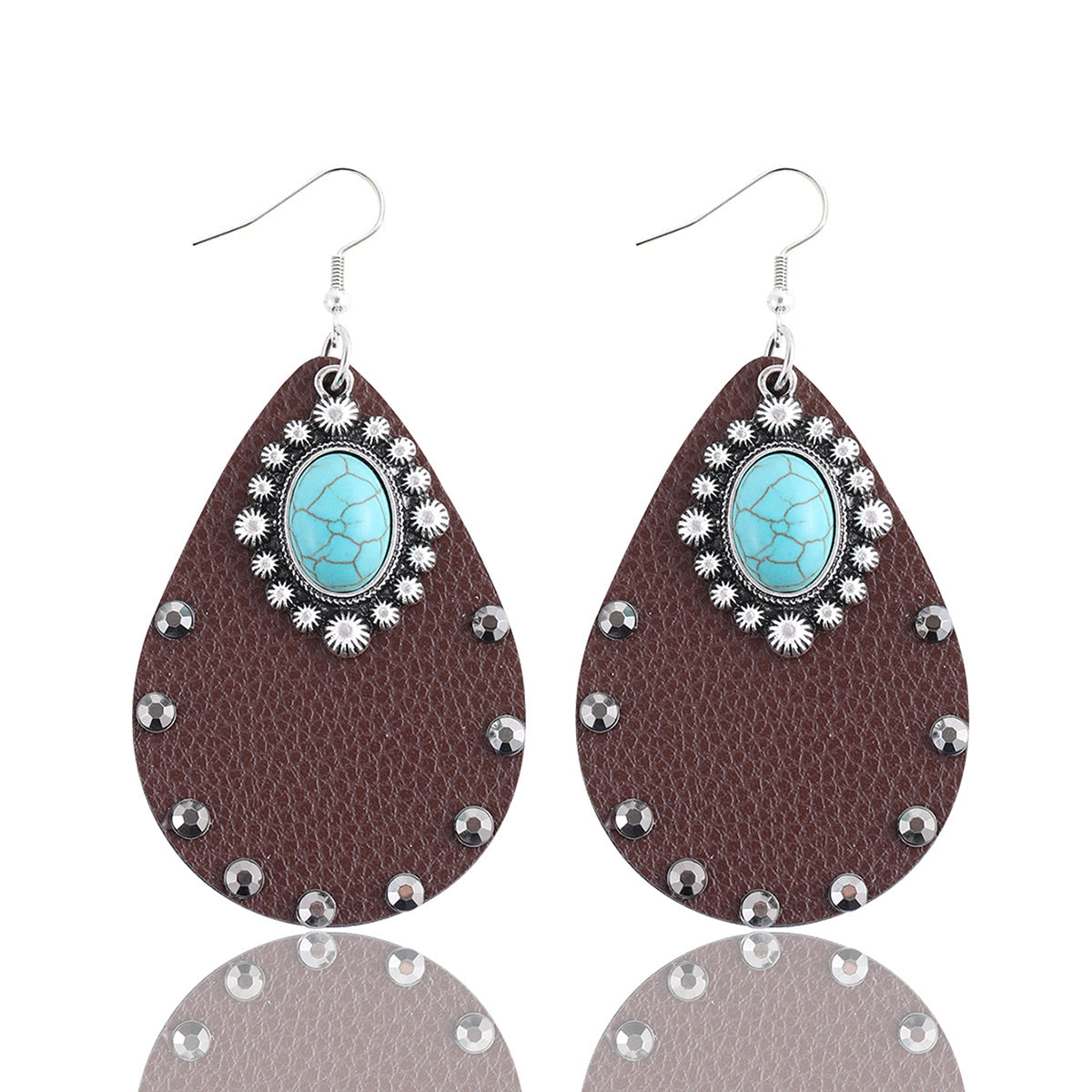 Wholesale Boho Feather Leather Drop Earrings