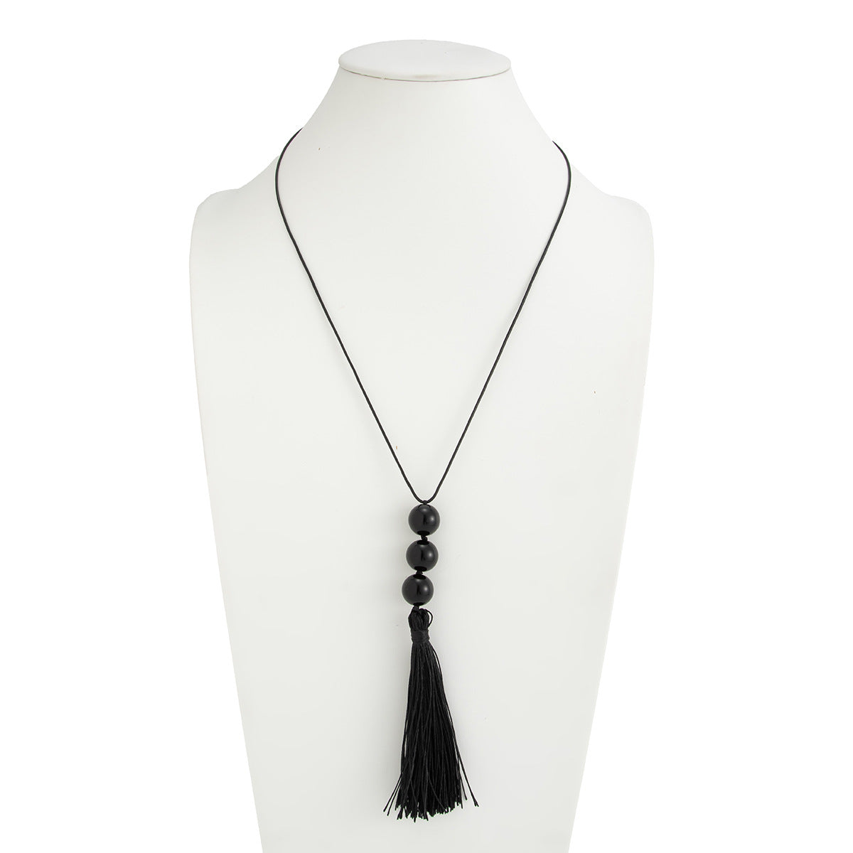 Wholesale Black acrylic tassel long necklace