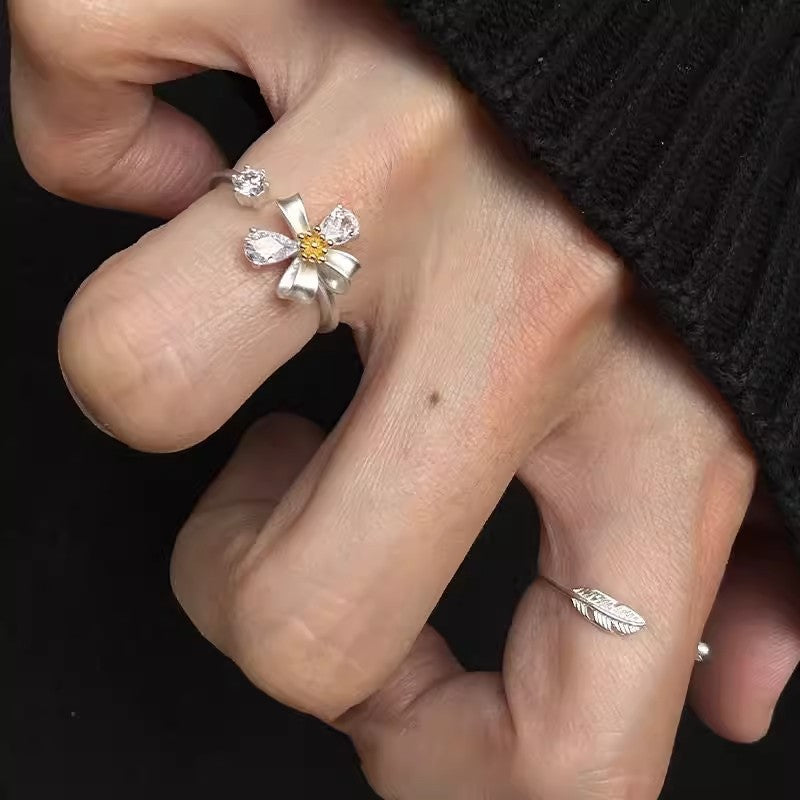 Wholesale Fresh and simple silver ring niche design light luxury finger ring
