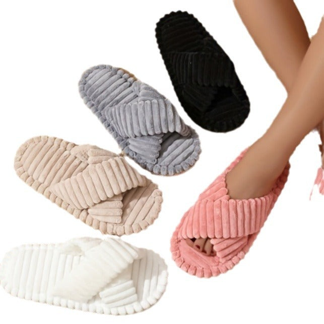 Wholesale cotton slippers women's home skin-friendly plush cotton slippers women
