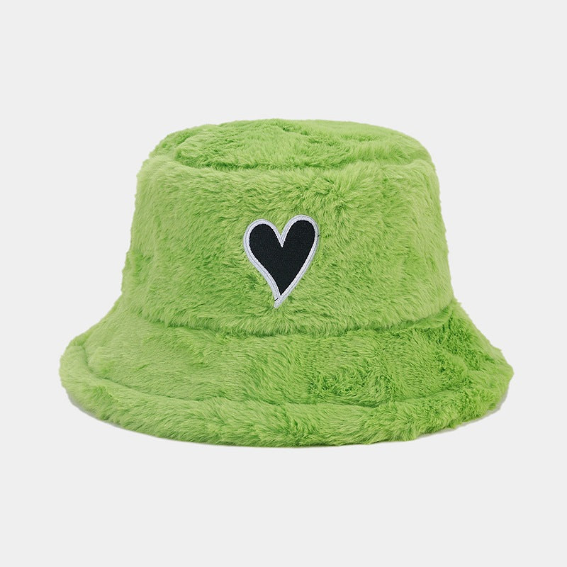 Wholesale Love Patch Bucket Hat Plush Hat