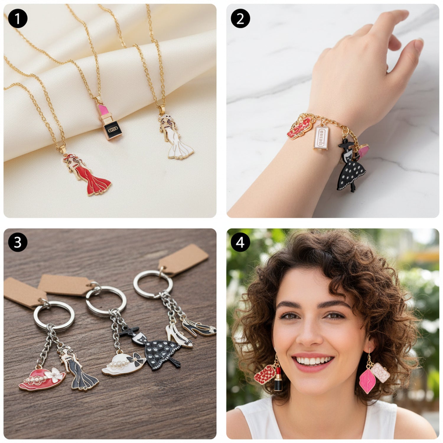 Wholesale Chic Lipstick High Heel Zinc Alloy Pendants Electroplated Oil Drip Charms For DIY Jewelry Fashion Accessory Gift Resale
