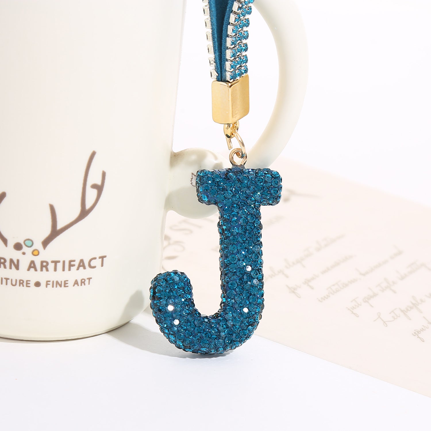 Wholesale Full Diamond Clay Letter J Keychain