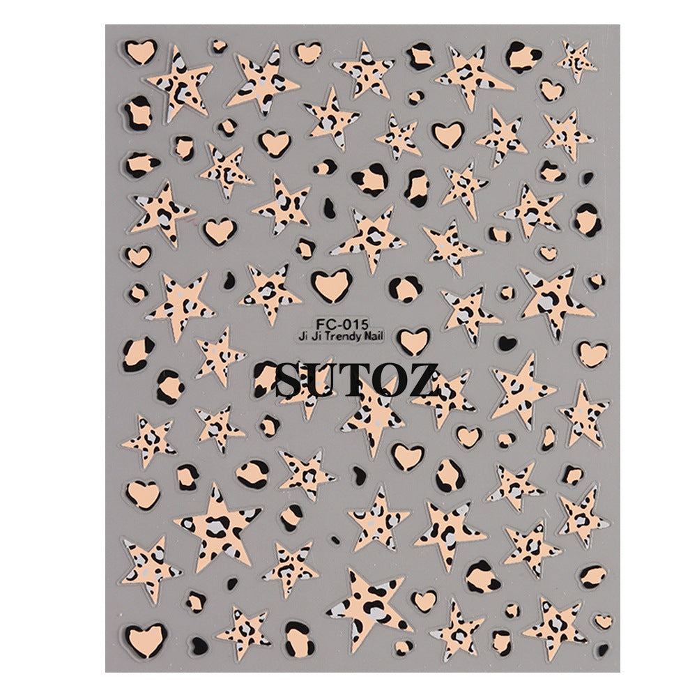 Wholesale Sweet and spicy five-pointed star leopard print star nail art stickers