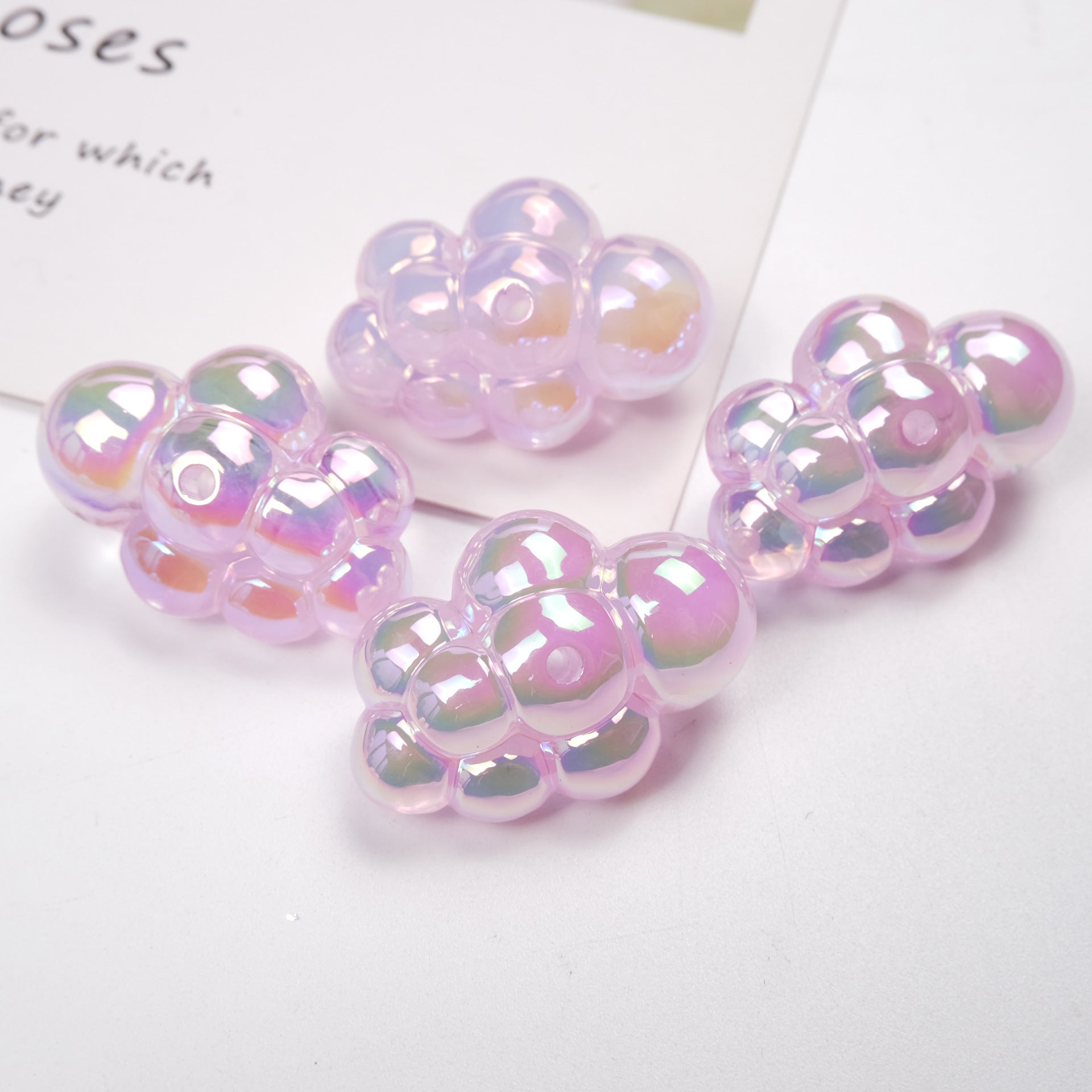 Wholesale 10pcs Transparent UV Colorful Perforated Cloud Acrylic Beads