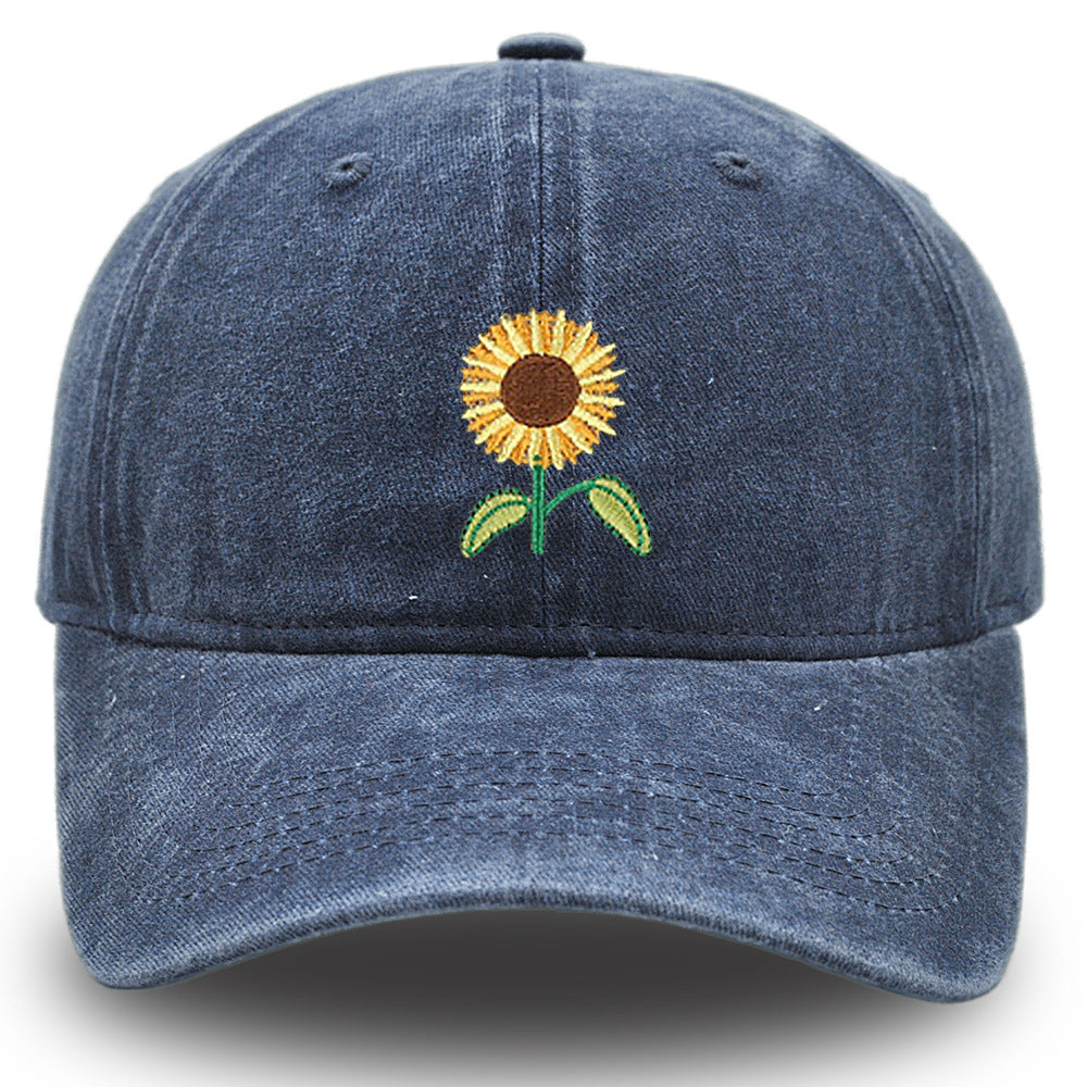 Wholesale Washed Cotton Sunflower Baseball Caps