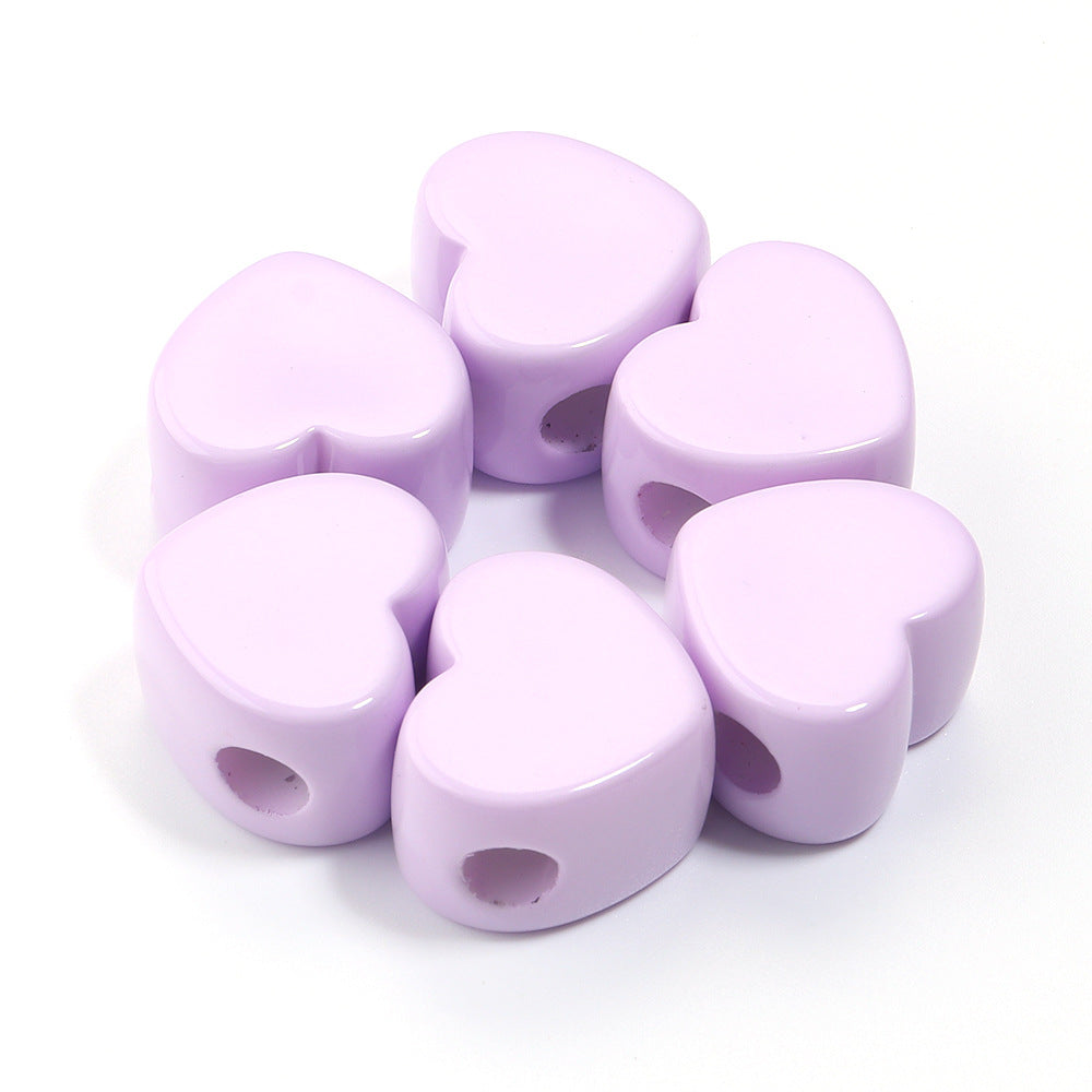 Wholesale 6pcs Acrylic Macaron Color Peach Heart DIY Beads