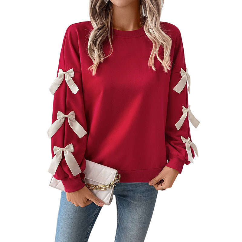 Wholesale Valentine's Day Bow Crew Neck Pullover