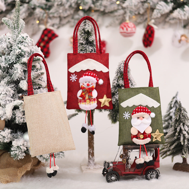 Wholesale Christmas Decorations Linen Cloud 3D Doll Handbag