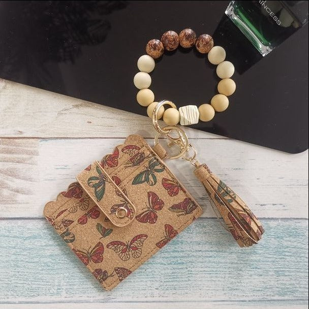 Wholesale Silicone bracelet card holder coin purse printed Keychains