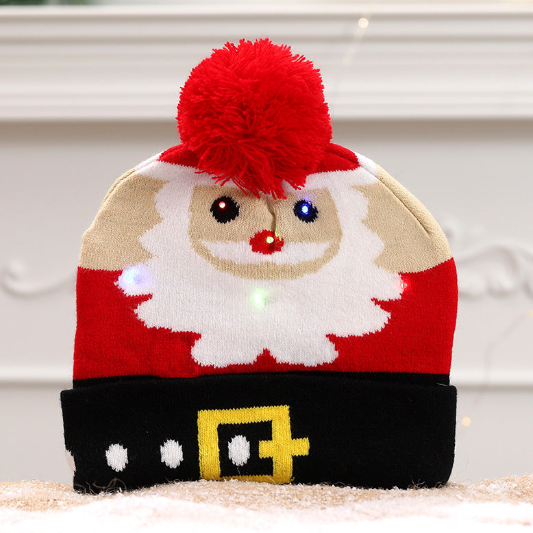 Wholesale Colorful Luminous Knitted Hat Christmas Warm Beanie